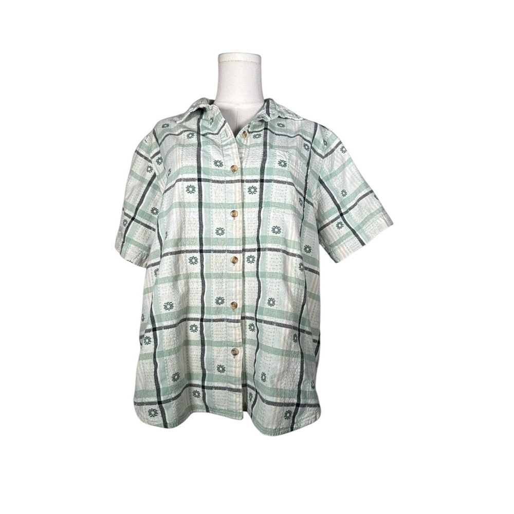 Classic‎ Elements Mens Plaid Button Up Short Sleeve Shirt XL Cotton Casual Top